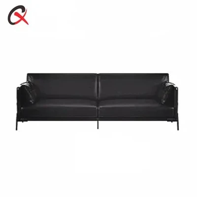 Černá kožená pohovka Loveseat